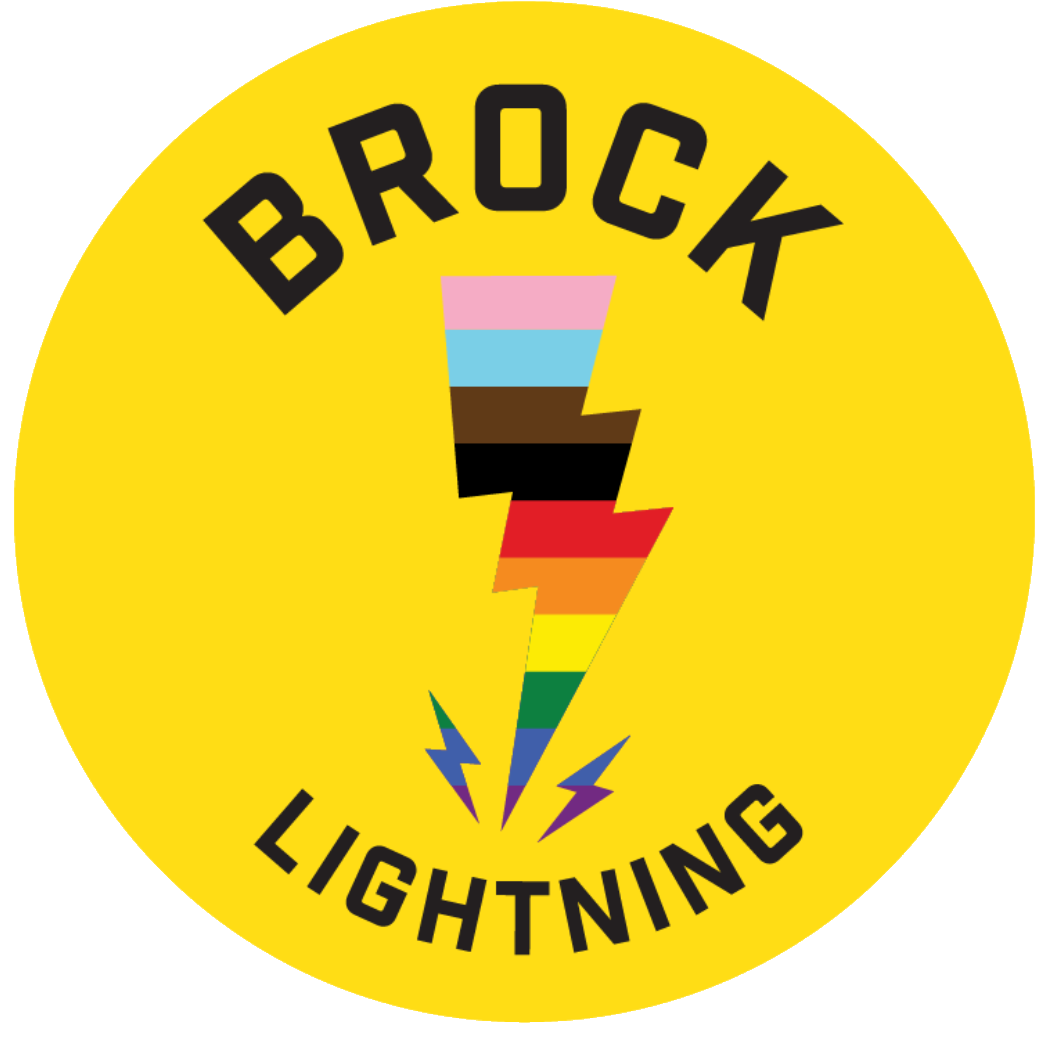 Brock Lightning logo, with rainbow pride lighning symbol