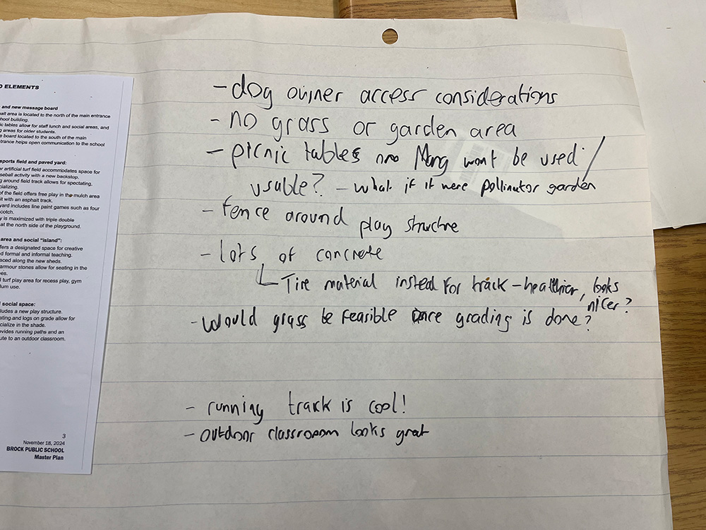 Photo of participant feedback
